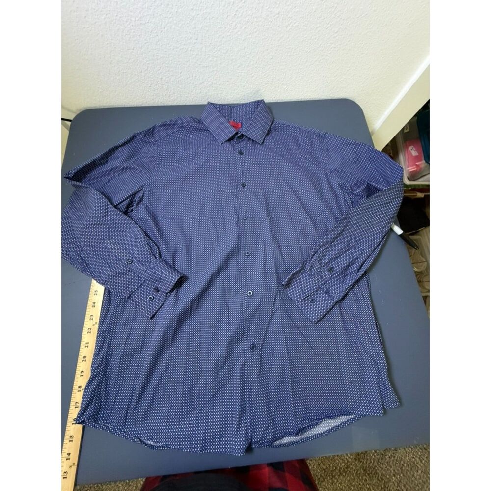 ZNT18 Navy /White Dress Shirt size 17.5. 34/35